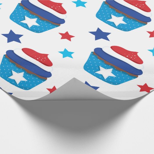 Patriottische cupcakes cadeaupapier (Hoek)