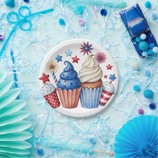 Patriottische cupcakes papieren bordje (Feest)