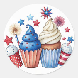Patriottische cupcakes ronde sticker