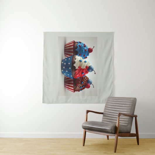 Patriottische cupcakes wandkleed (In Situ (horizontaal))