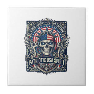 Patriottische Cyber Libertaire Schedel Cyberpunk T Tegeltje
