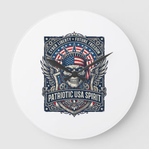 Patriottische Cyber Liberty Schedel Cyberpunk Toek Grote Klok