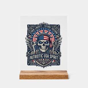 Patriottische Cyber Vrijheid Schedel Cyberpunk Toe Acryl Bord