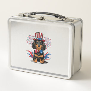 Patriottische Dachshond Vuurwerk Vintage Vector Ku