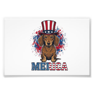 Patriottische Dachshund Amerika Vintage Hond Shirt Foto Afdruk