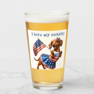 Patriottische Dachshund Cheerleader Bier Glas