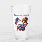 Patriottische Dachshund Cheerleader Bier Glas (Voorkant)