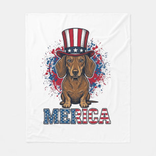 Patriottische Dachshund Merica Vintage Hond Shirt_ Fleece Deken