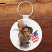 Patriottische dachshund-sleutelhanger sleutelhanger (Voorkant)