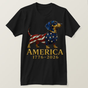 Patriottische Dachshund USA 1776-2026 Gebrandschil T-shirt