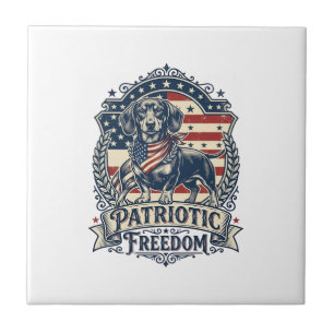 Patriottische Dachshund Vector Grafische T-shirt_1 Tegeltje