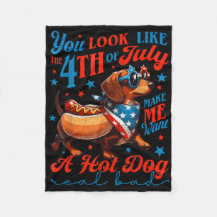 Patriottische Dachshund Vierde Juli 4e Vlag Schatt Fleece Deken