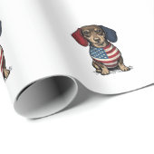 Patriottische Dachshund Vintage Gravure Vector Ont Cadeaupapier (Rol Hoek)