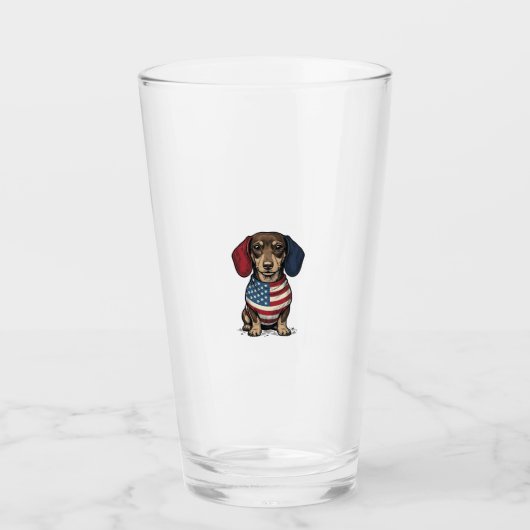Patriottische Dachshund Vintage Gravure Vector Ont Glas (Voorkant)