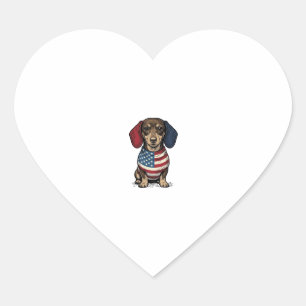 Patriottische Dachshund Vintage Gravure Vector Ont Hart Sticker