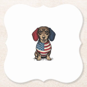 Patriottische Dachshund Vintage Gravure Vector Ont Kartonnen Onderzetters