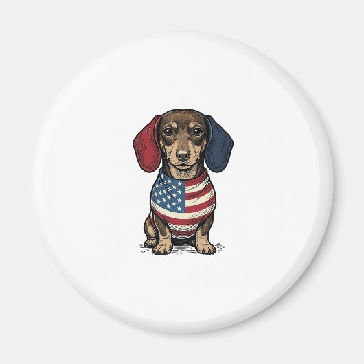 Patriottische Dachshund Vintage Gravure Vector Ont Magneet (Voorkant)