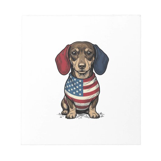 Patriottische Dachshund Vintage Gravure Vector Ont Notitieblok (Voorkant)