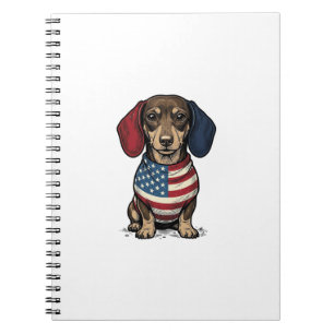 Patriottische Dachshund Vintage Gravure Vector Ont Notitieboek