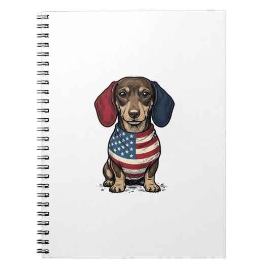 Patriottische Dachshund Vintage Gravure Vector Ont Notitieboek (Voorkant)