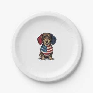 Patriottische Dachshund Vintage Gravure Vector Ont Papieren Bordje