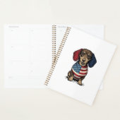 Patriottische Dachshund Vintage Gravure Vector Ont Planner (Display)
