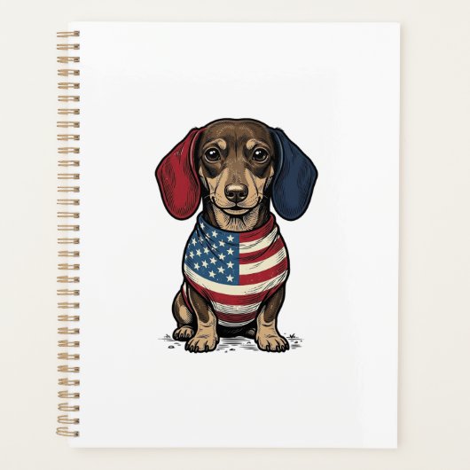 Patriottische Dachshund Vintage Gravure Vector Ont Planner (Voorkant)
