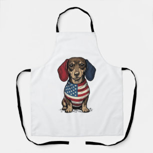 Patriottische Dachshund Vintage Gravure Vector Ont Schort
