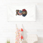 Patriottische Dachshund Vintage Gravure Vector Ont Spandoek (Insitu)