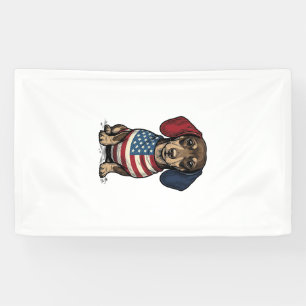 Patriottische Dachshund Vintage Gravure Vector Ont Spandoek