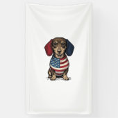 Patriottische Dachshund Vintage Gravure Vector Ont Spandoek (Verticaal)