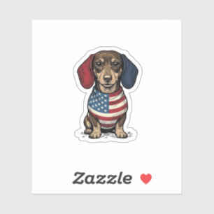 Patriottische Dachshund Vintage Gravure Vector Ont Sticker