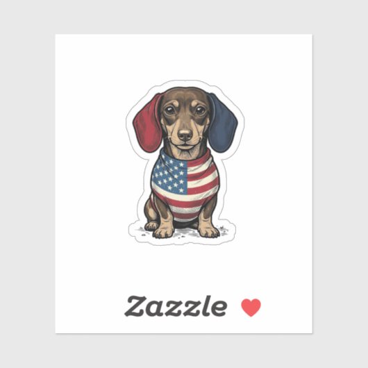 Patriottische Dachshund Vintage Gravure Vector Ont Sticker (Vel)