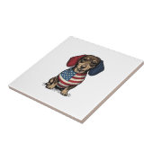 Patriottische Dachshund Vintage Gravure Vector Ont Tegeltje (Zijkant)