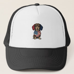Patriottische Dachshund Vintage Gravure Vector Ont Trucker Pet