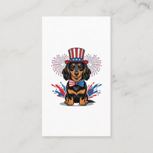 Patriottische Dachshund-Vuurwerk Vintage Vector Ku Visitekaartje