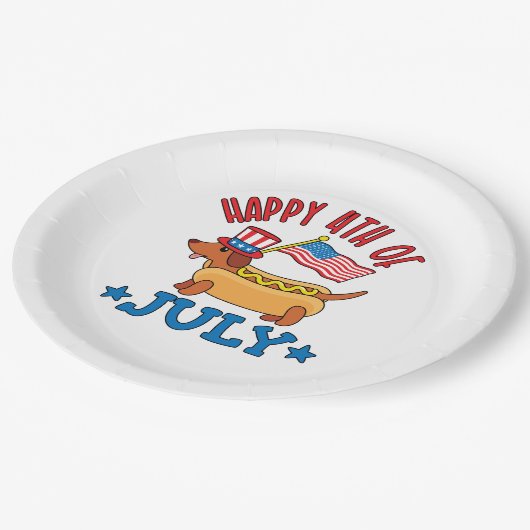 Patriottische Dachshund Wiener Dog Vierde juli Papieren Bordje (Gekanteld)