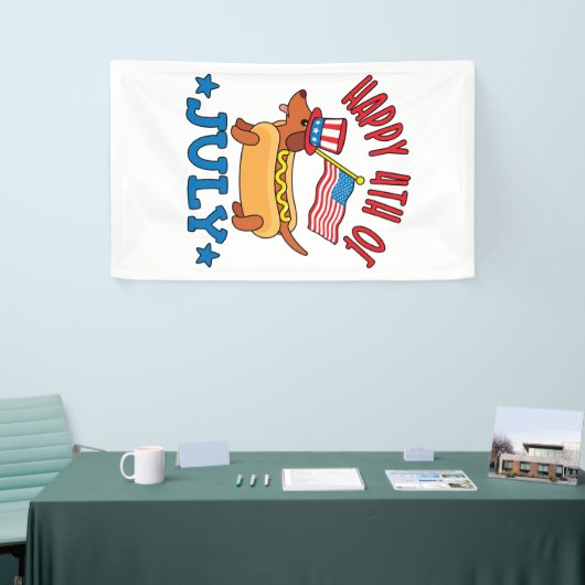 Patriottische Dachshund Wiener Dog Vierde juli Spandoek (Beurs)