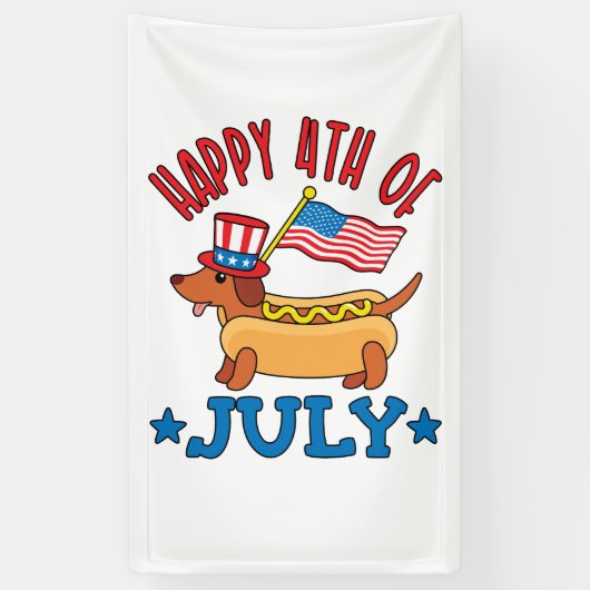 Patriottische Dachshund Wiener Dog Vierde juli Spandoek (Verticaal)
