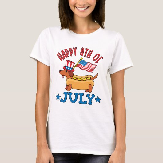 Patriottische Dachshund Wiener Dog Vierde juli T-shirt (Voorkant)