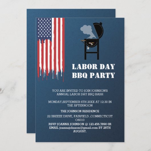 Patriottische Dag BBQ Party Kaart (Voorkant / Achterkant)