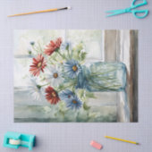 Patriottische Daisies in een Mason Jar Waterverf Tissuepapier (Craft)