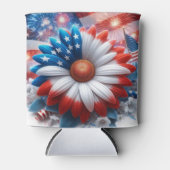 Patriottische Daisy en Amerikaanse Vlag Onafhankel Blikjeskoeler (Voorkant)