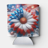Patriottische Daisy en Amerikaanse Vlag Onafhankel Blikjeskoeler (Achterkant)