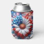 Patriottische Daisy en Amerikaanse Vlag Onafhankel Blikjeskoeler (Blikje Achterkant)