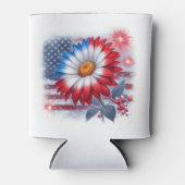 Patriottische Daisy en Amerikaanse Vlag Onafhankel Blikjeskoeler (Voorkant)