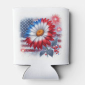 Patriottische Daisy en Amerikaanse Vlag Onafhankel Blikjeskoeler (Achterkant)