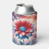 Patriottische Daisy en Amerikaanse Vlag Onafhankel Blikjeskoeler (Blikje Voorkant)