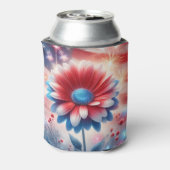 Patriottische Daisy en Amerikaanse Vlag Onafhankel Blikjeskoeler (Blikje Achterkant)