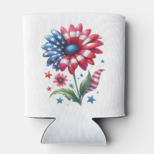 Patriottische Daisy Onafhankelijkheidsdag Blikjeskoeler (Achterkant)